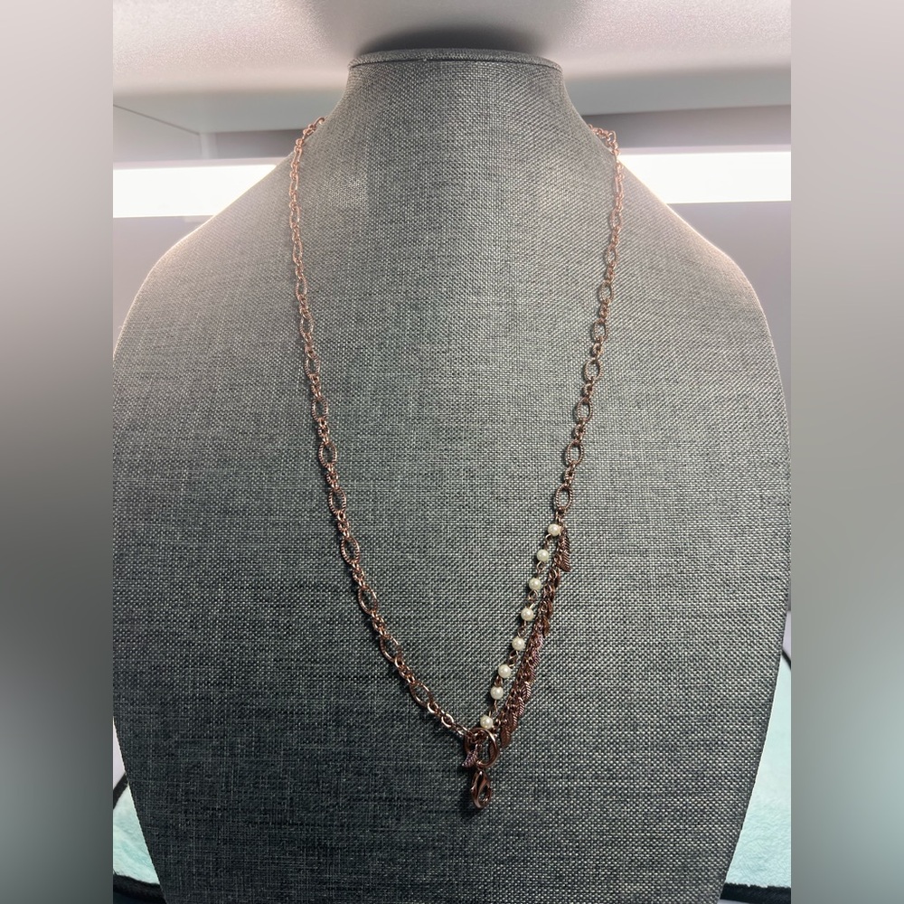 Elegant Pearl and Chain Stainless Steel Rose Gold Necklace